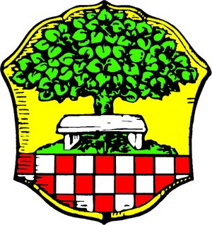 Halver Stadtwappen Baum, Tisch und ein rot-weißer Schachbalken