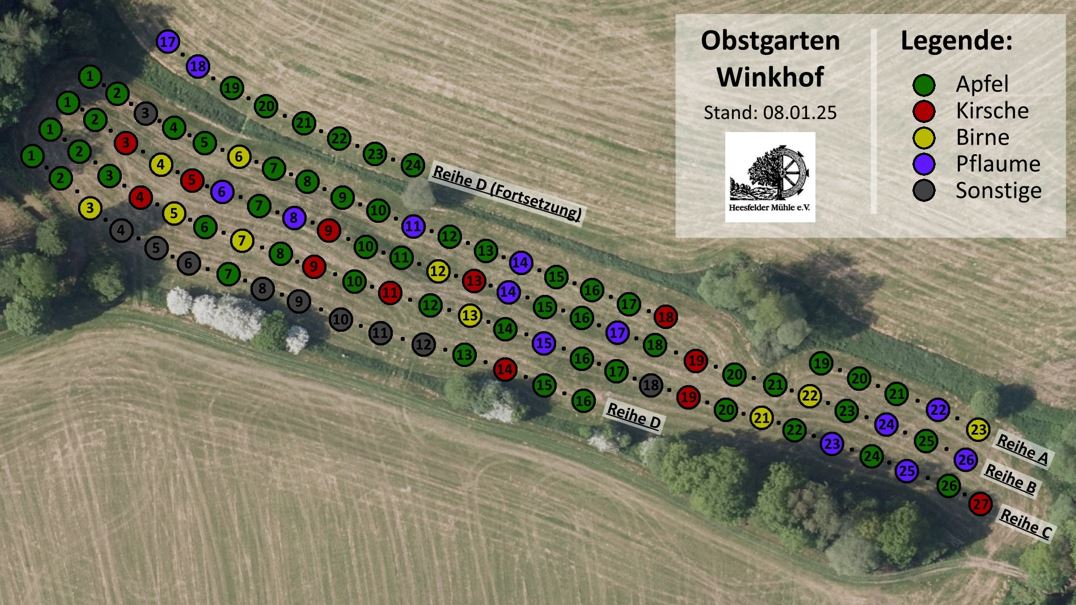 Obstgarten Halver Karte mit Standorten von Obstbäumen