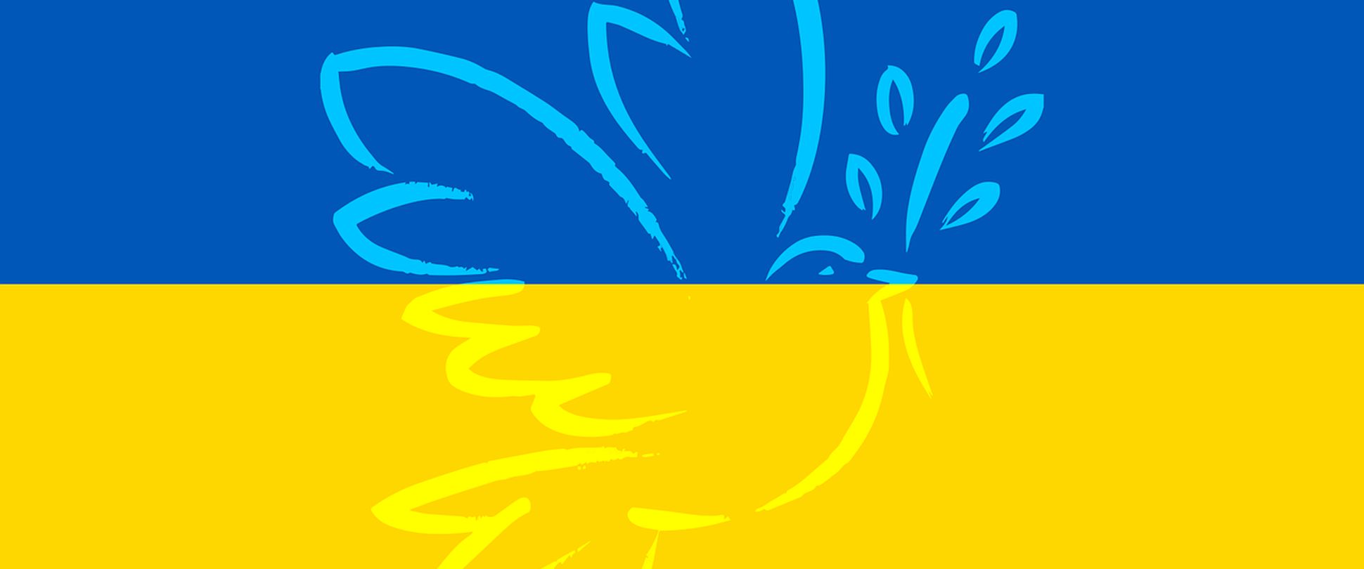 Ukrainische Flagge mit Friedenstaube